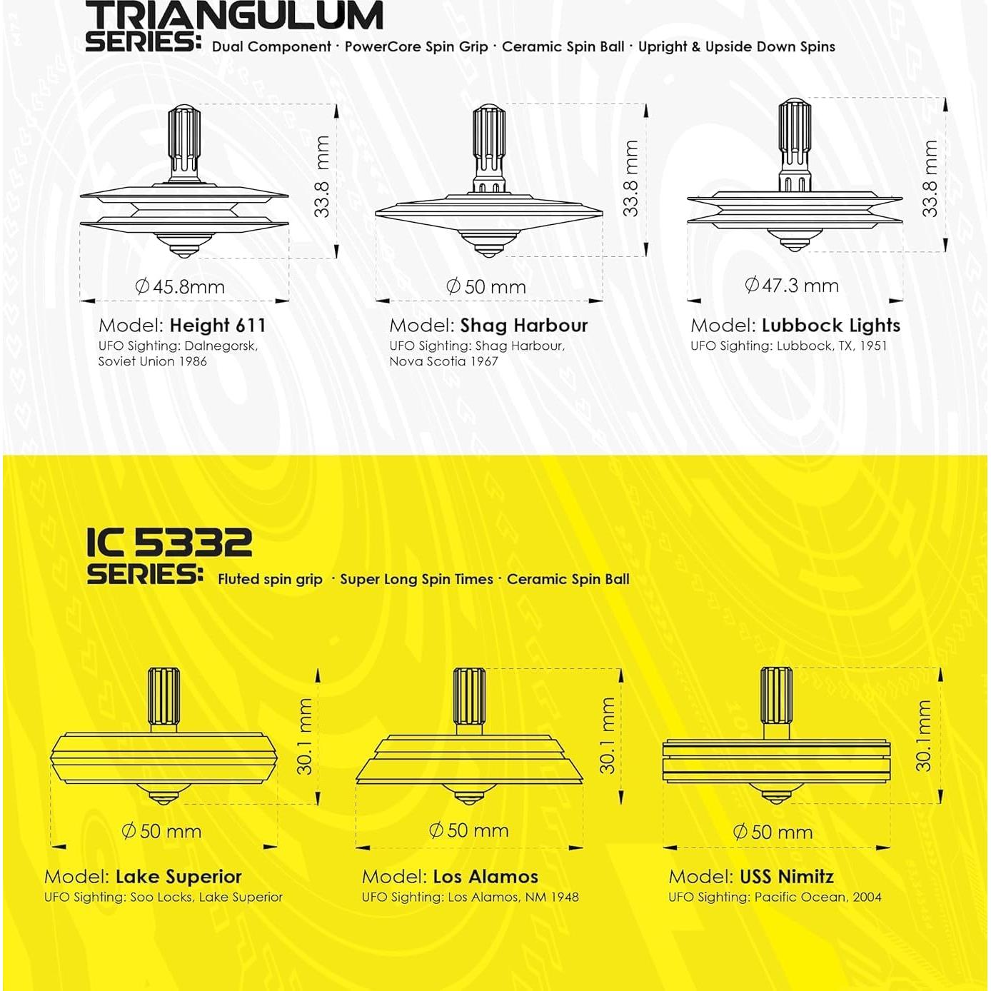 Peonza Giratoria UFO Tops - Acero Inoxidable Negro - Lago Superior