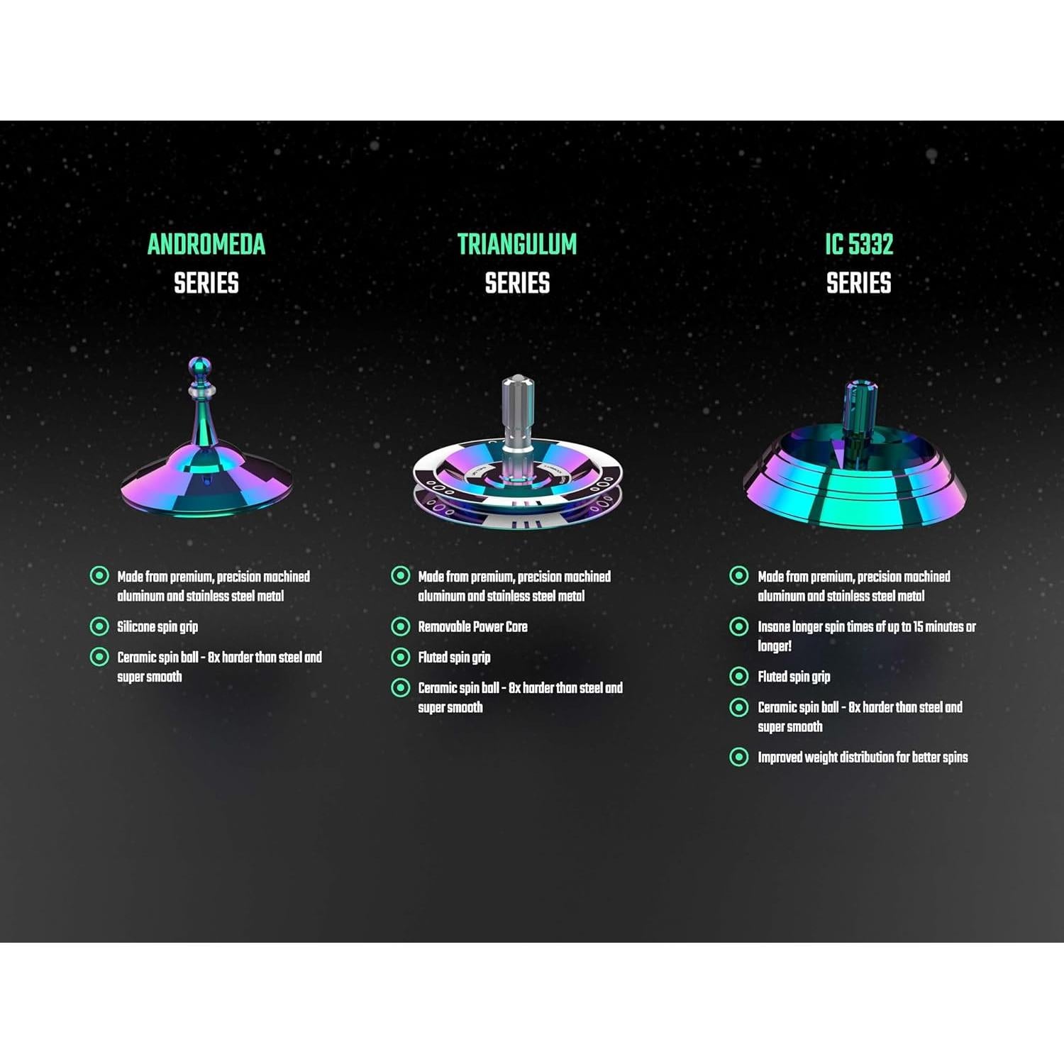 Peonza Giratoria UFO Tops - Acero Inoxidable Negro - Lago Superior