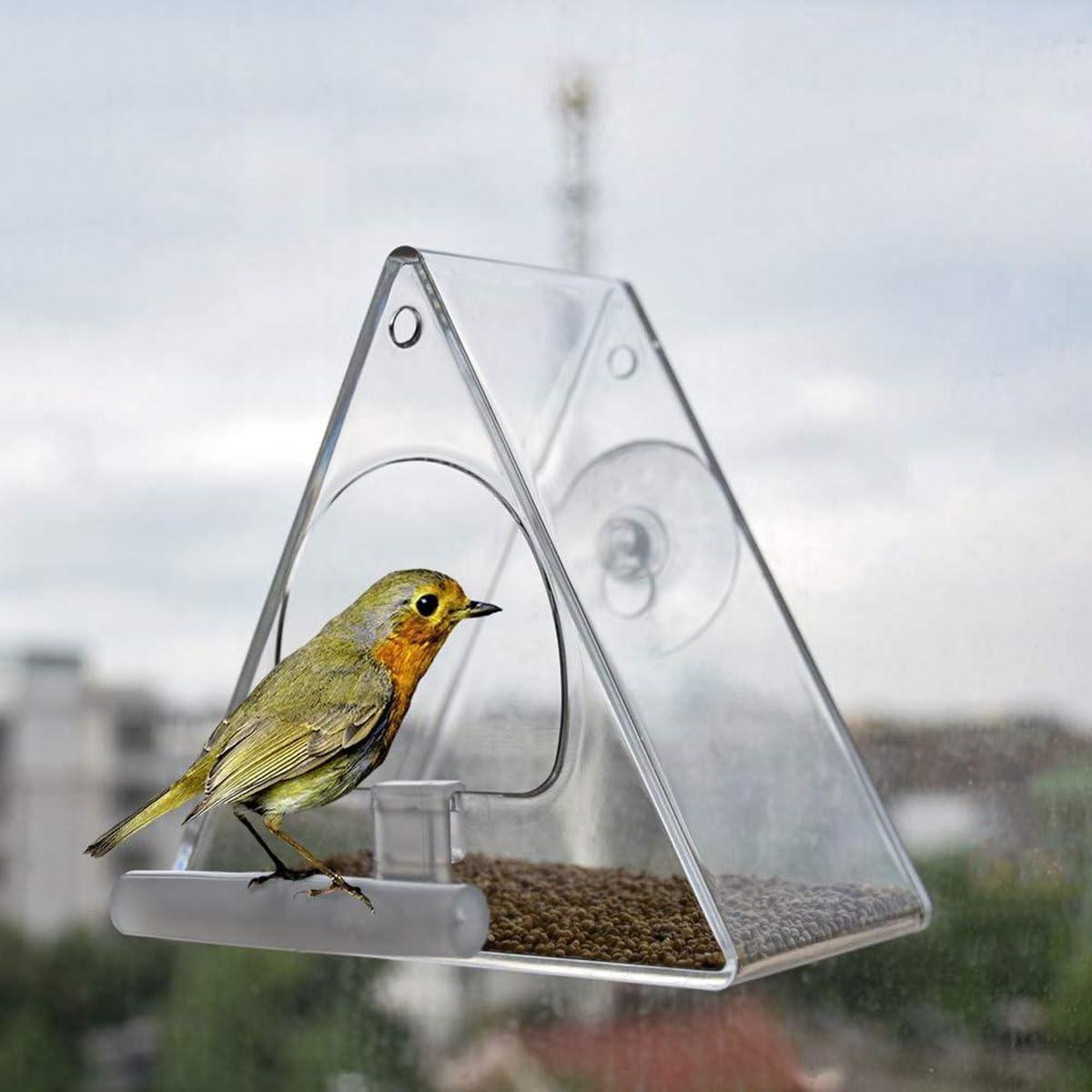 Comedero de Aves Acrílico BHFK Triangular para Ventana