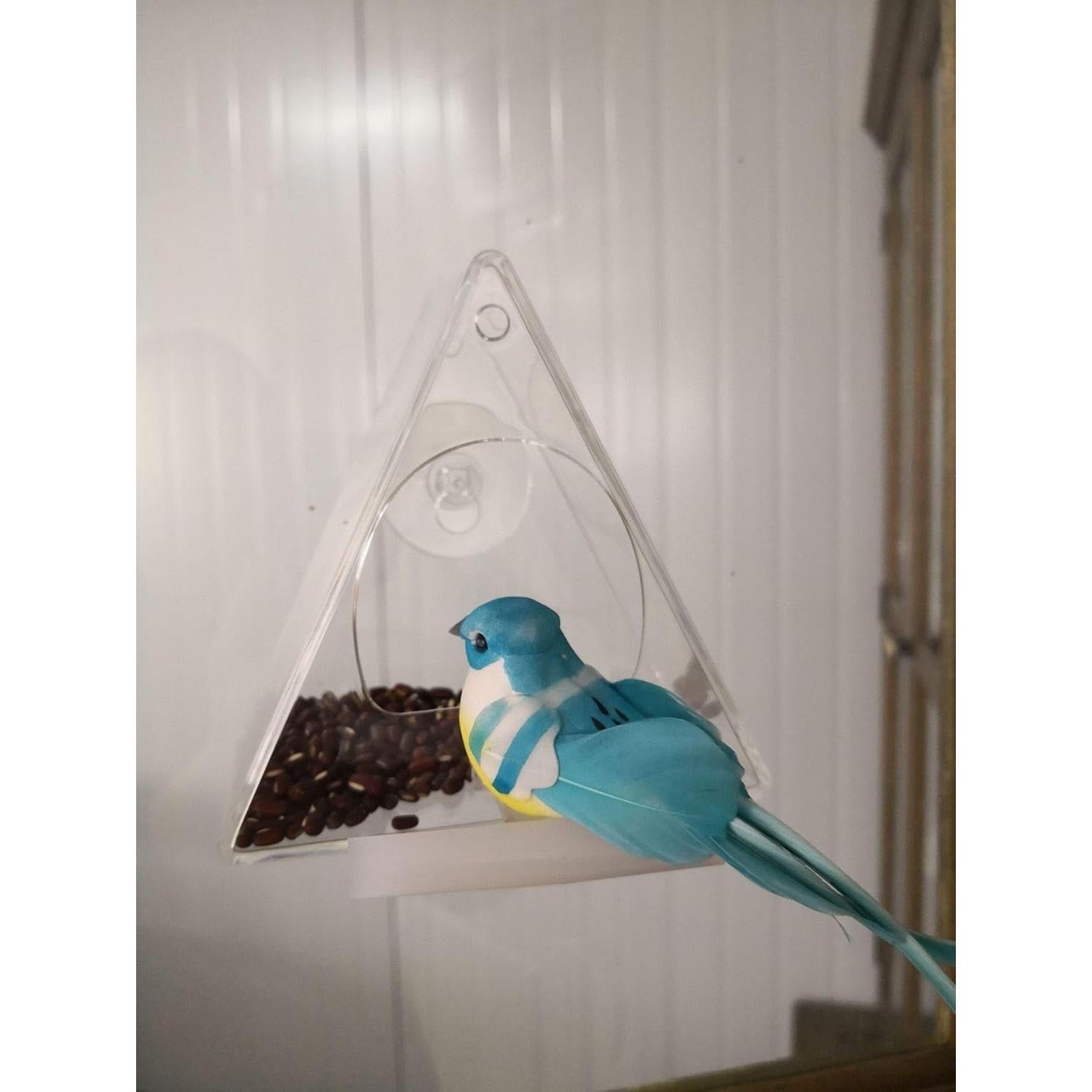 Comedero de Aves Acrílico BHFK Triangular para Ventana