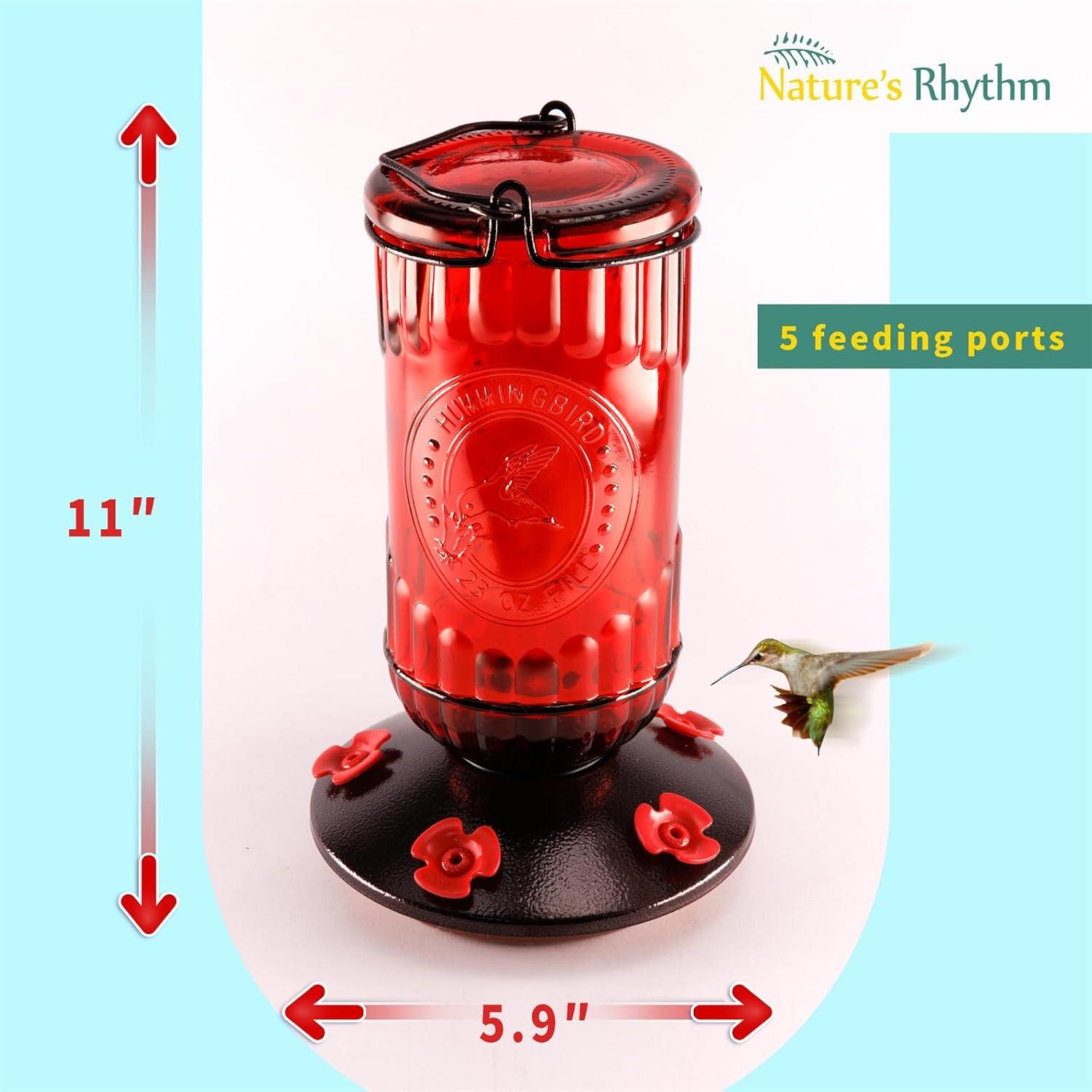 Alimentador de Aves Ritmo de la Naturaleza Vidrio 680 ml 5 Puertos