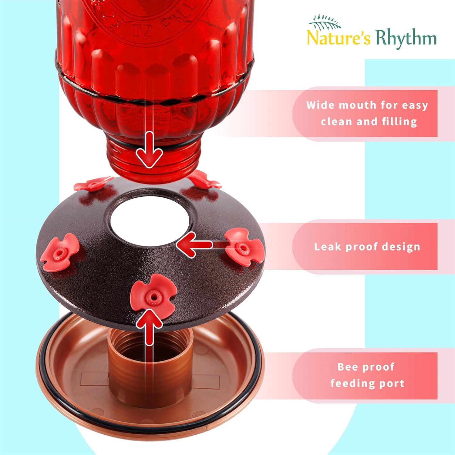 Alimentador de Aves Ritmo de la Naturaleza Vidrio 680 ml 5 Puertos