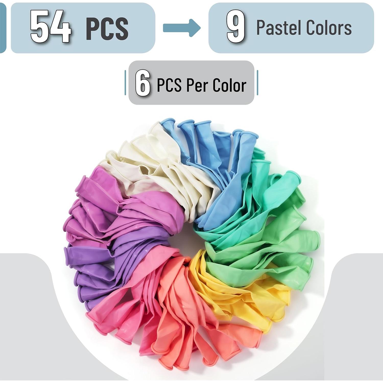 Globos de Fiesta Mr. Pen, 54 Piezas, Colores Pastel, 30.48 cm