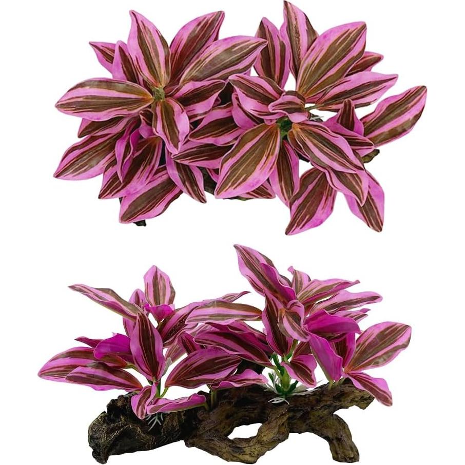 Decoraciones para Acuarios Smoothedo-Pets Hoja Rosa 2 Piezas