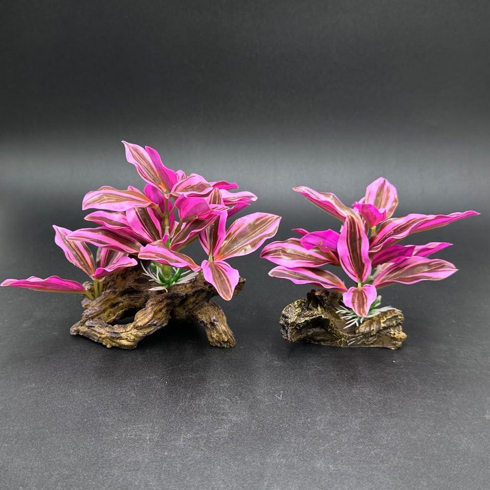 Decoraciones para Acuarios Smoothedo-Pets Hoja Rosa 2 Piezas