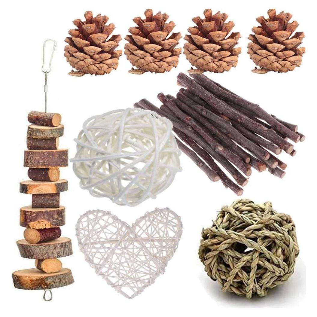 Juguetes de Masticación para Conejos ANDES - 13PCS Natural