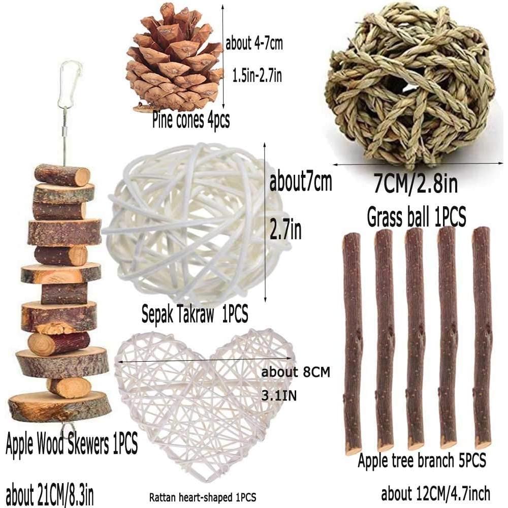 Juguetes de Masticación para Conejos ANDES - 13PCS Natural