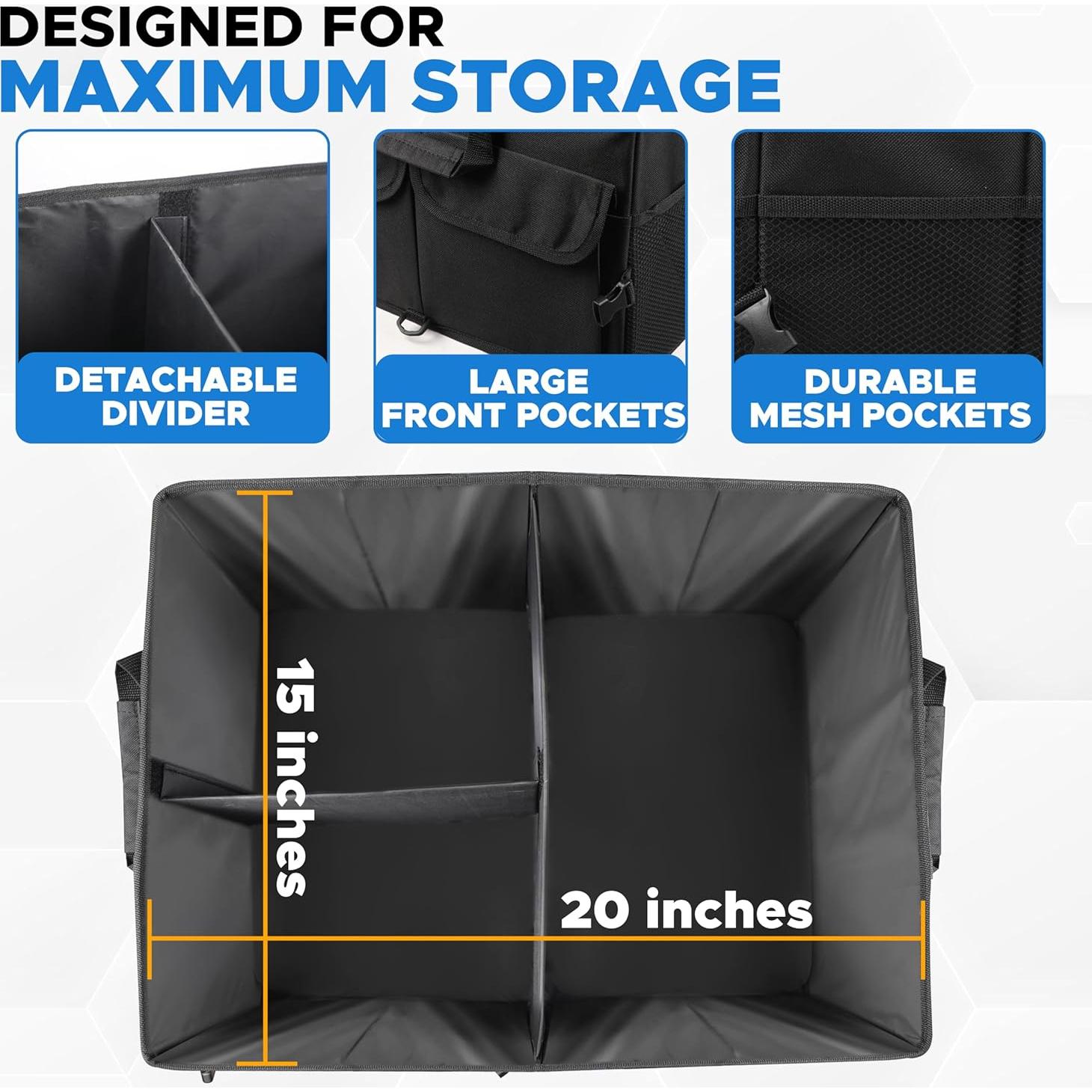 Organizador de Maletero EcoNour Plegable 49L para Auto - Negro
