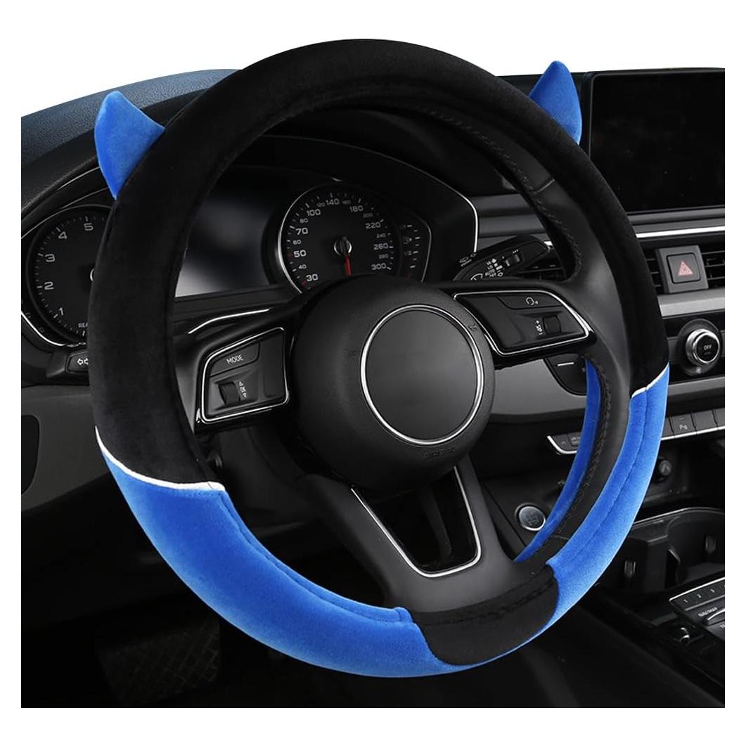 Cubierta de Volante MissSoul Diablo Bonito Antideslizante 38cm Azul