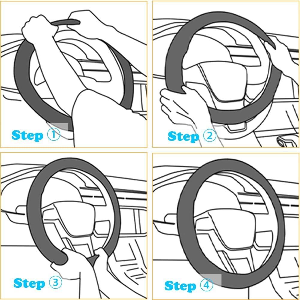 Cubierta de Volante MissSoul Diablo Bonito Antideslizante 38cm Azul