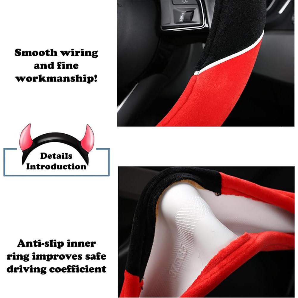 Cubierta de Volante MissSoul Diablo Bonito Antideslizante 38cm Azul