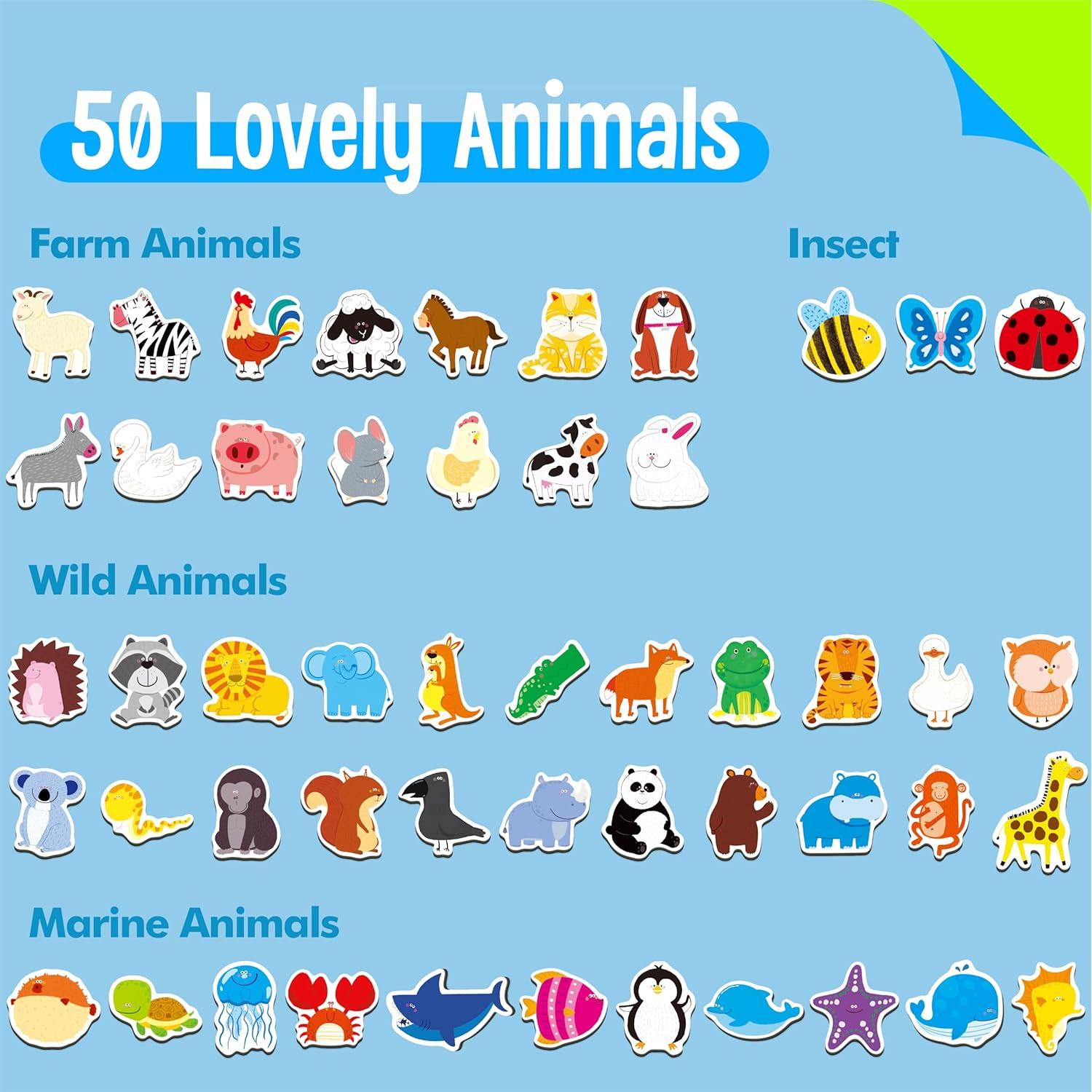 50 Imanes de Animales SpriteGru - Juguetes Educativos 3+