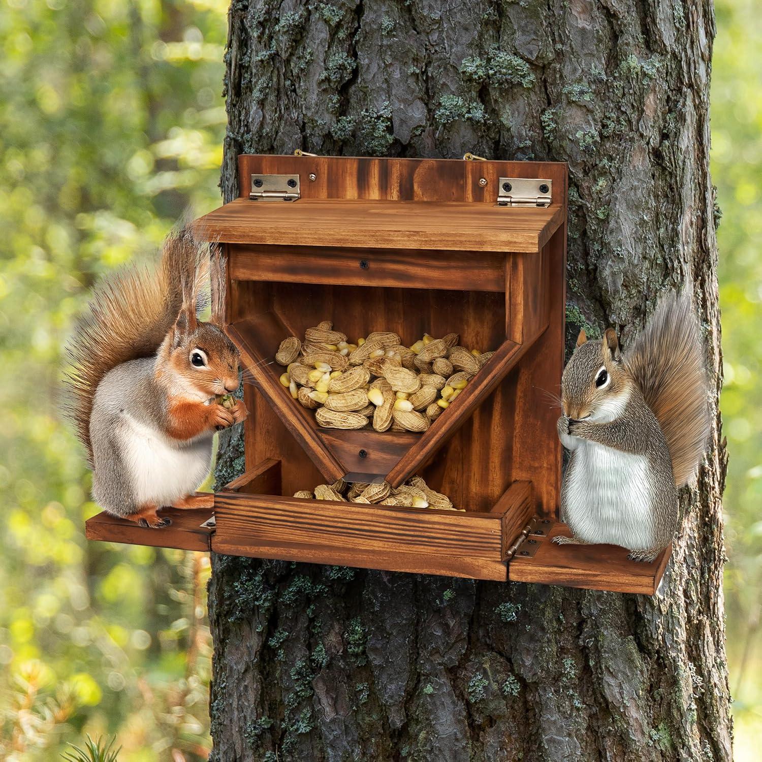 Comedero para Ardillas MIXUMON de Madera con Embudo 29.5x16.5cm