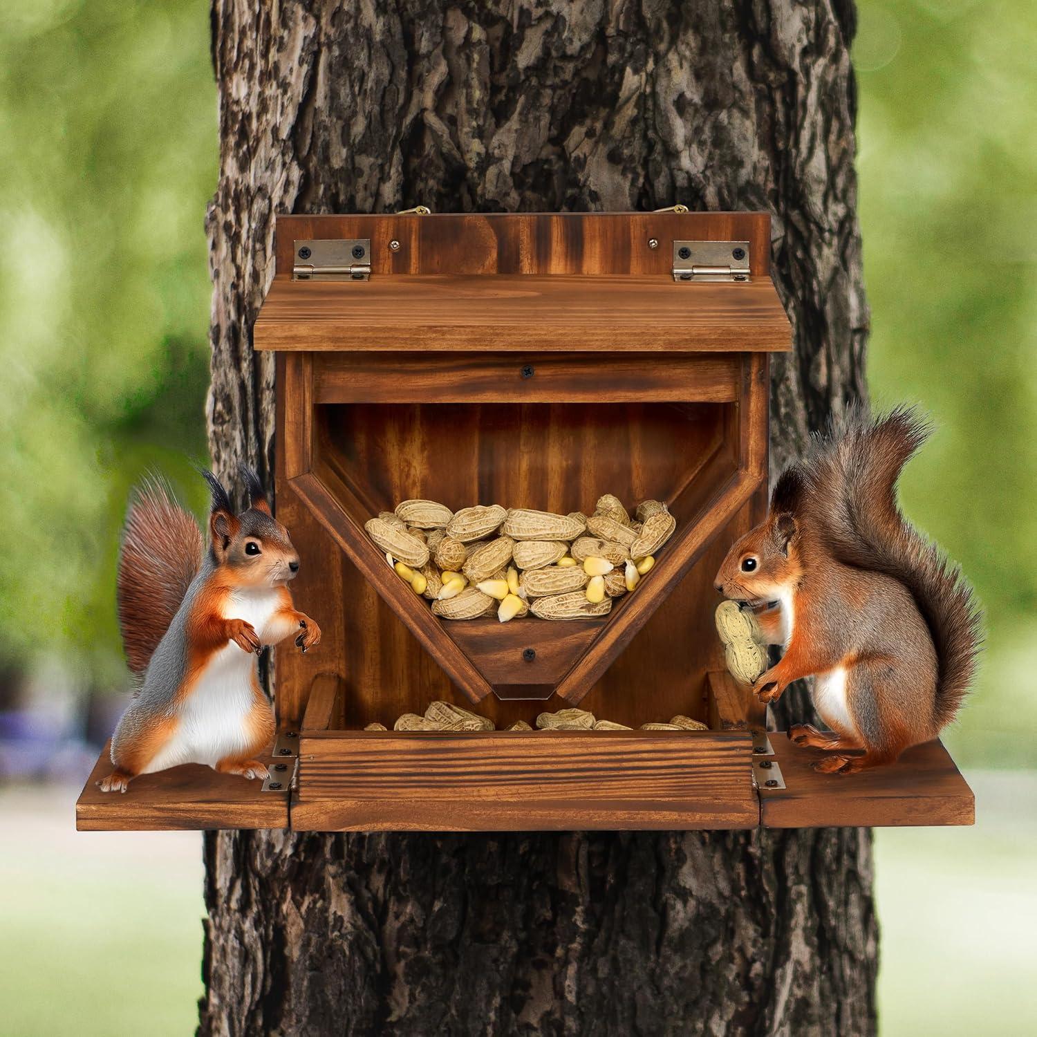 Comedero para Ardillas MIXUMON de Madera con Embudo 29.5x16.5cm