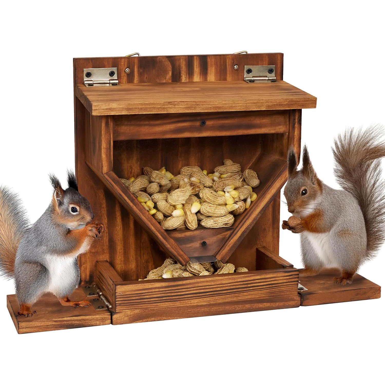 Comedero para Ardillas MIXUMON de Madera con Embudo 29.5x16.5cm