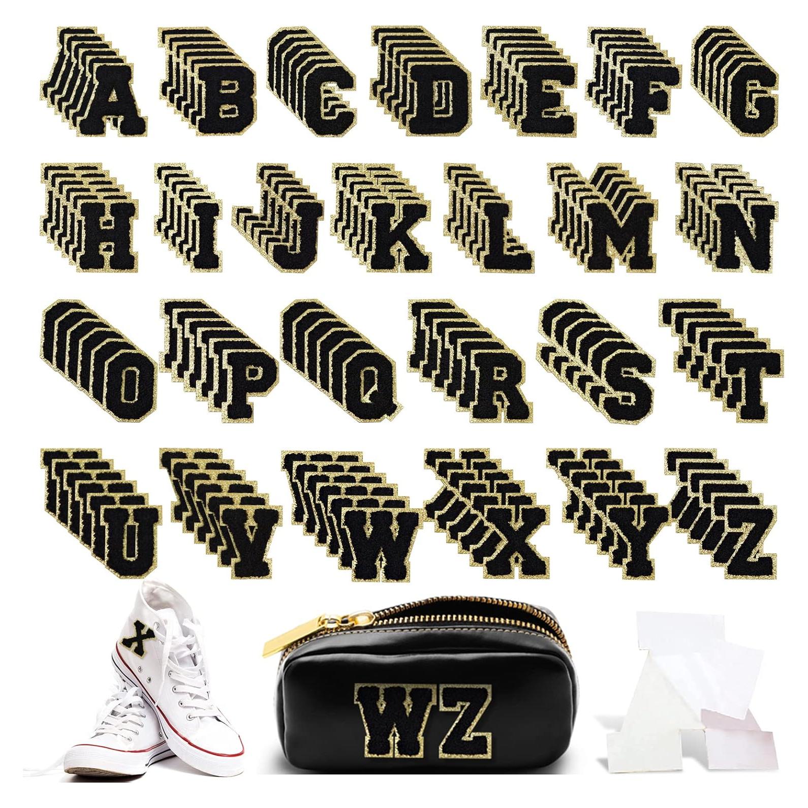 156 Piezas Parches de Letras Chenille Yeload Negro A-Z