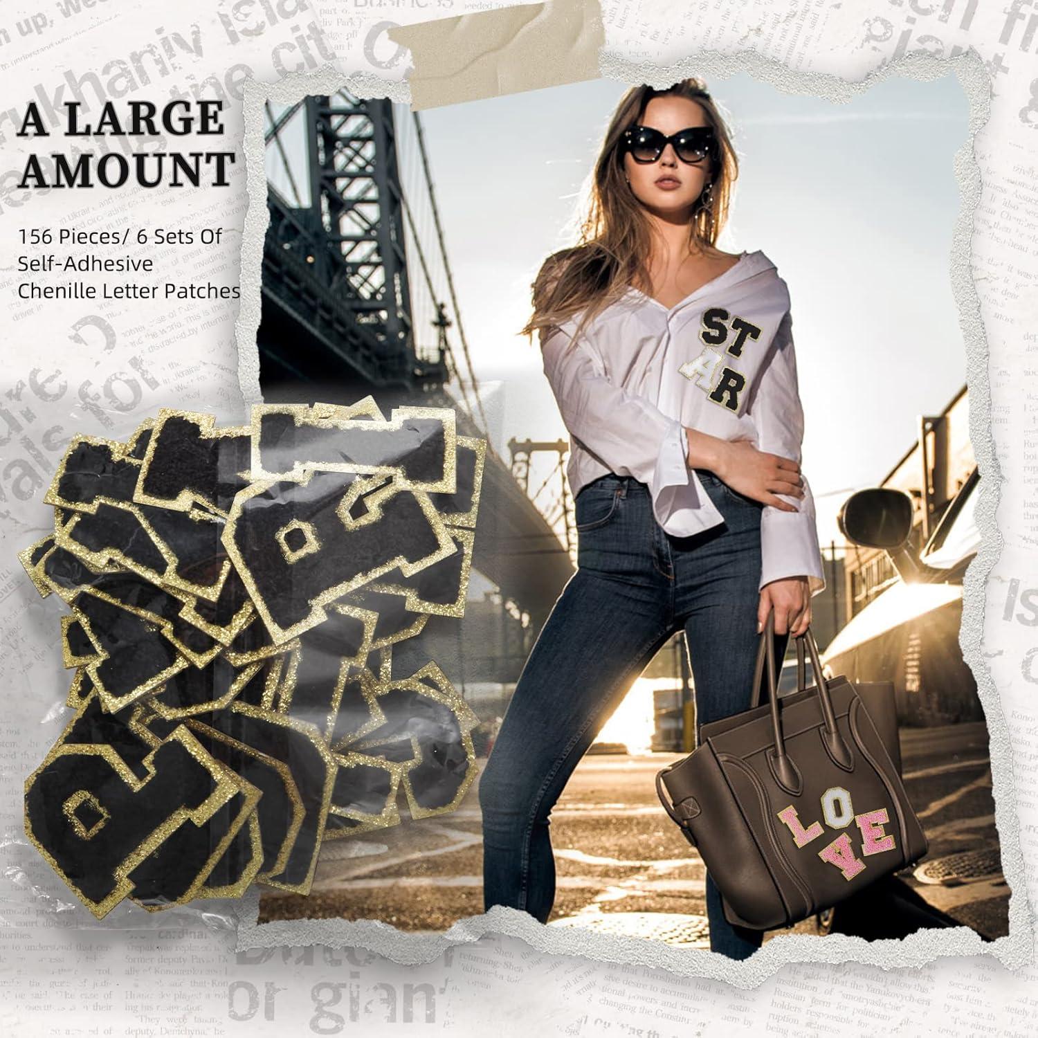 156 Piezas Parches de Letras Chenille Yeload Negro A-Z