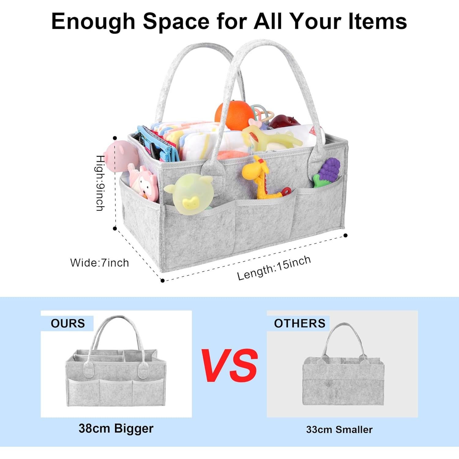 Organizador de Pañales PHILORN Gris 38x23x18 cm con Divisores