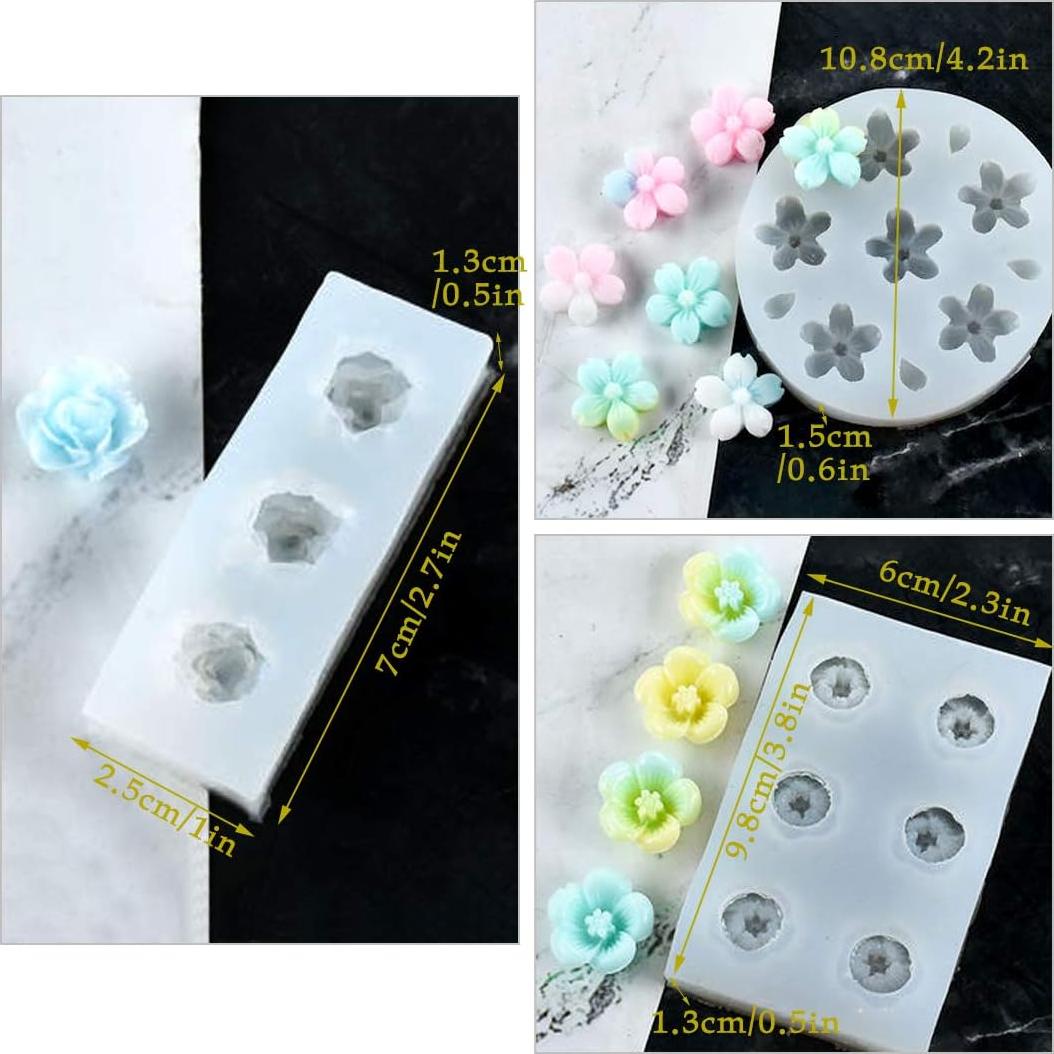 Molde de Resina de Flor Mini FineInno 3 Piezas Silicona