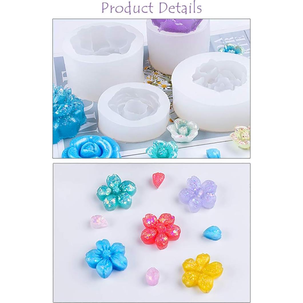 Molde de Resina de Flor Mini FineInno 3 Piezas Silicona