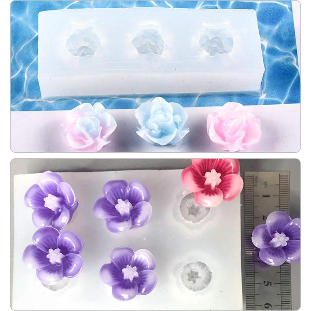 Molde de Resina de Flor Mini FineInno 3 Piezas Silicona