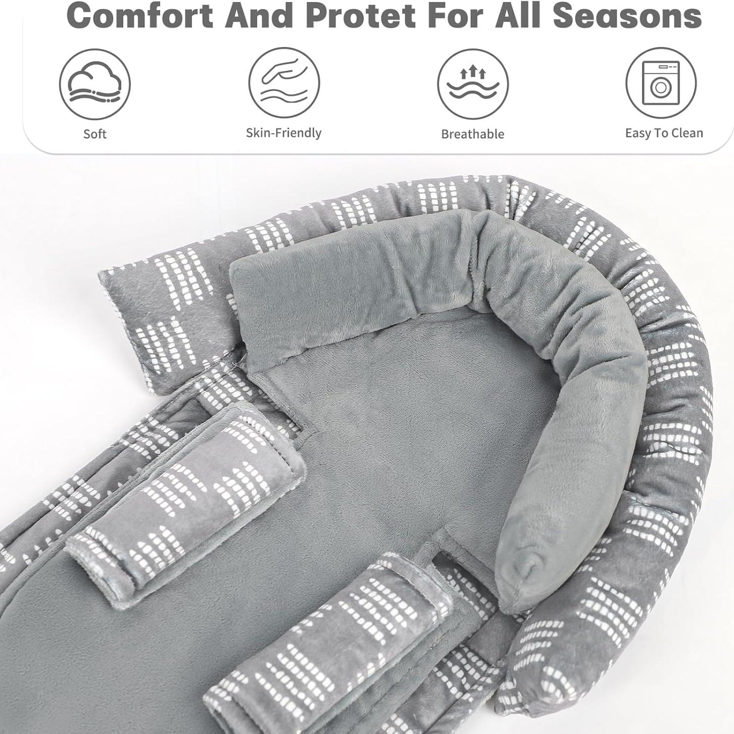 Inserto para Asiento de Auto HNHUAMING Gris a Cuadros 2-en-1