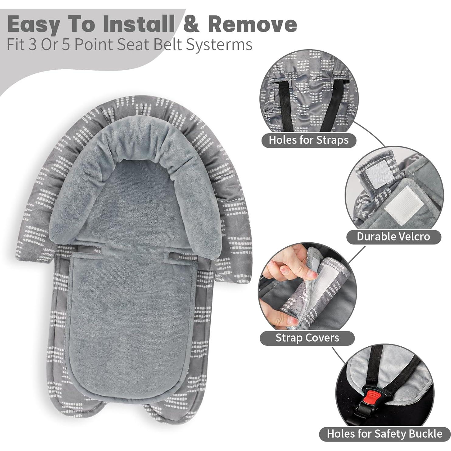 Inserto para Asiento de Auto HNHUAMING Gris a Cuadros 2-en-1