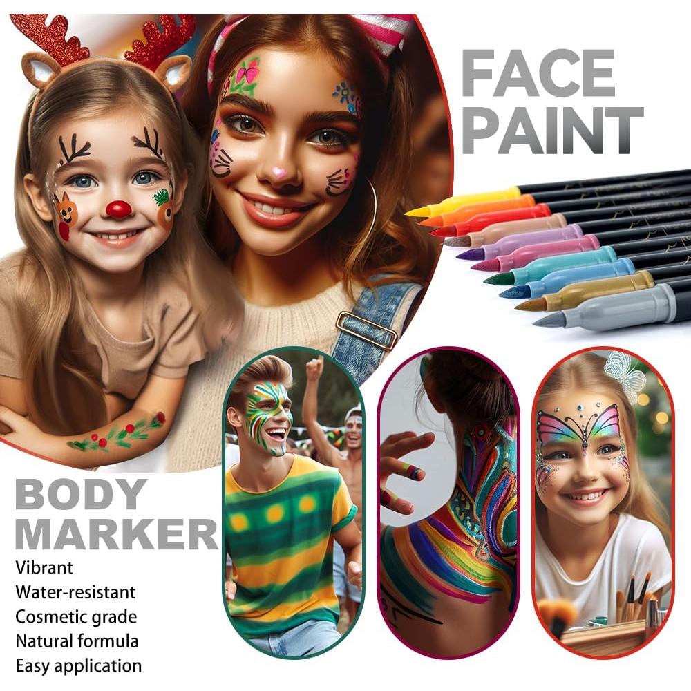 Marcador de Tatuaje Temporal TRANSON 10 Colores Punta Pincel