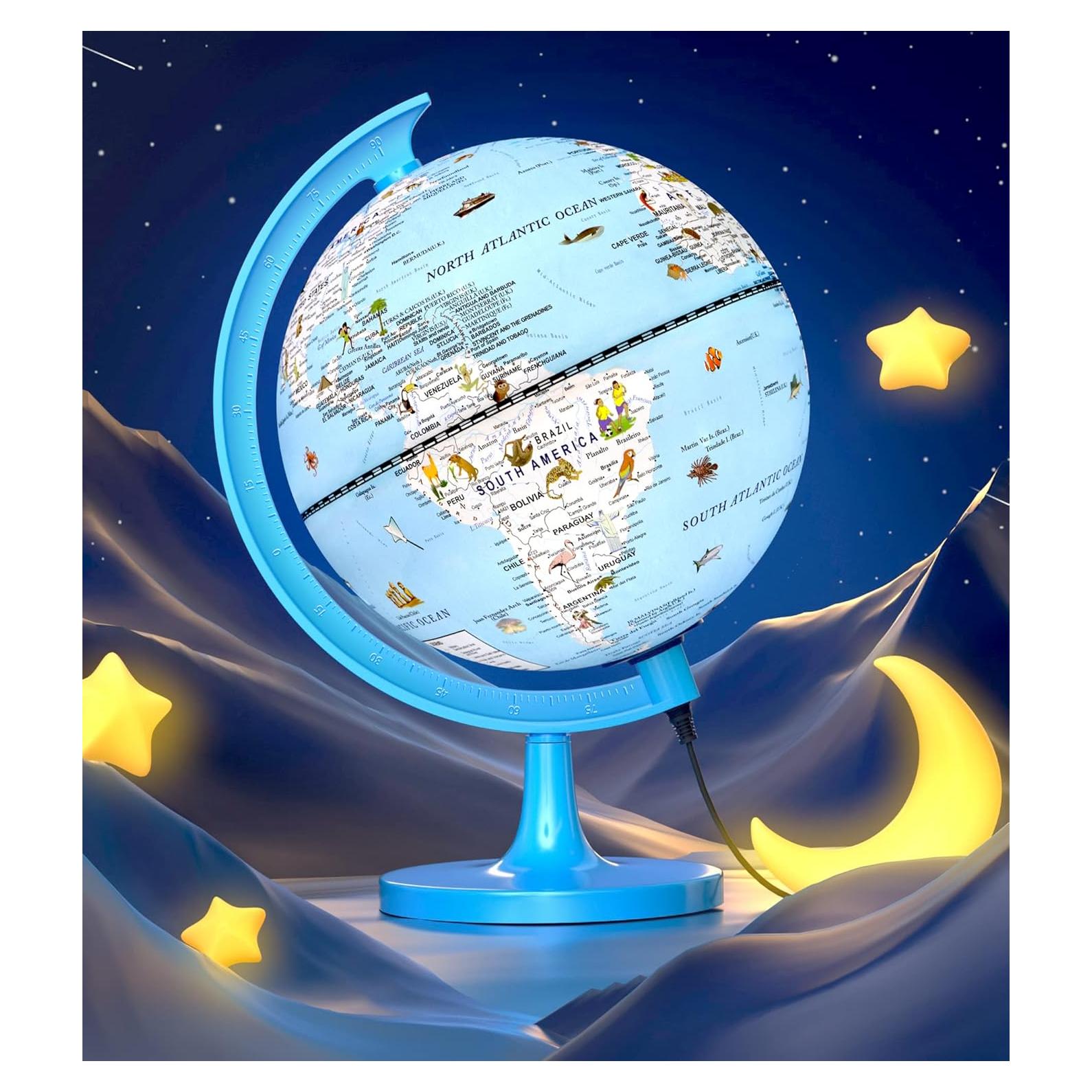 Globo Terráqueo Iluminado JOWHOL 20 cm con 100 Ilustraciones