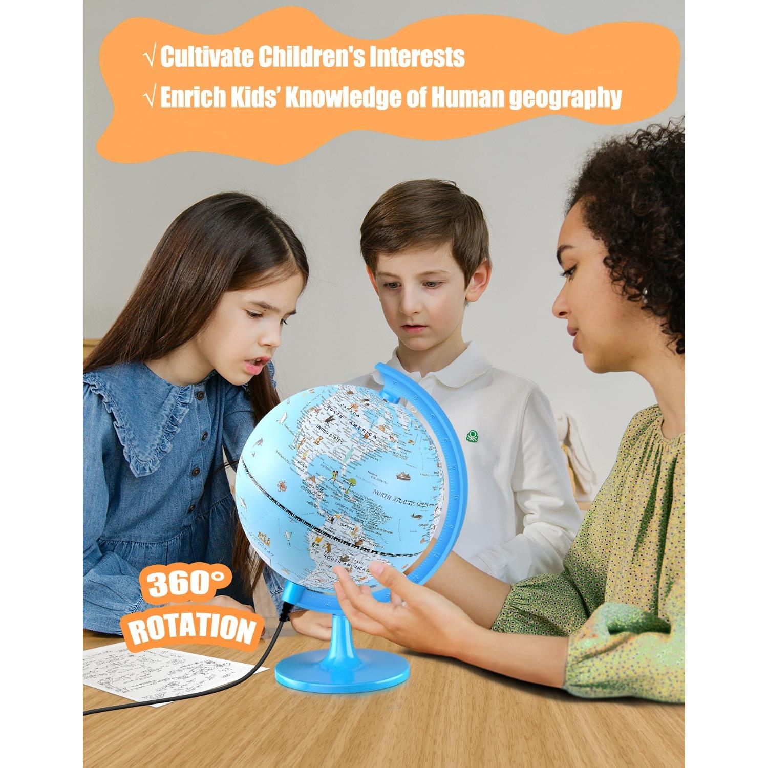 Globo Terráqueo Iluminado JOWHOL 20 cm con 100 Ilustraciones