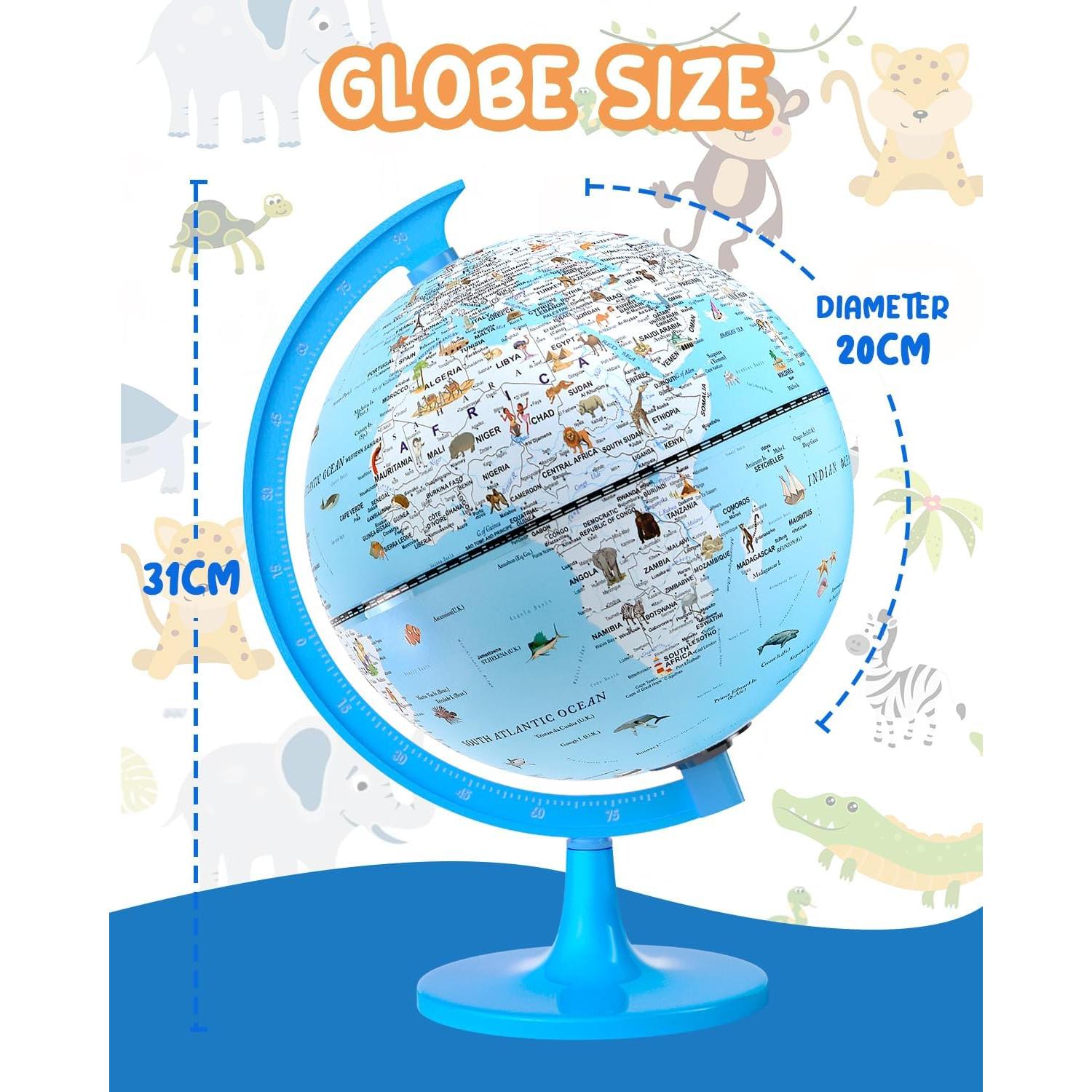 Globo Terráqueo Iluminado JOWHOL 20 cm con 100 Ilustraciones