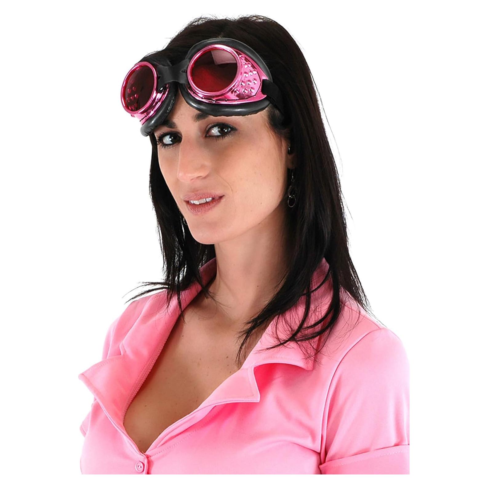 Gafas de piloto Elope rosas y negras con correa ajustable