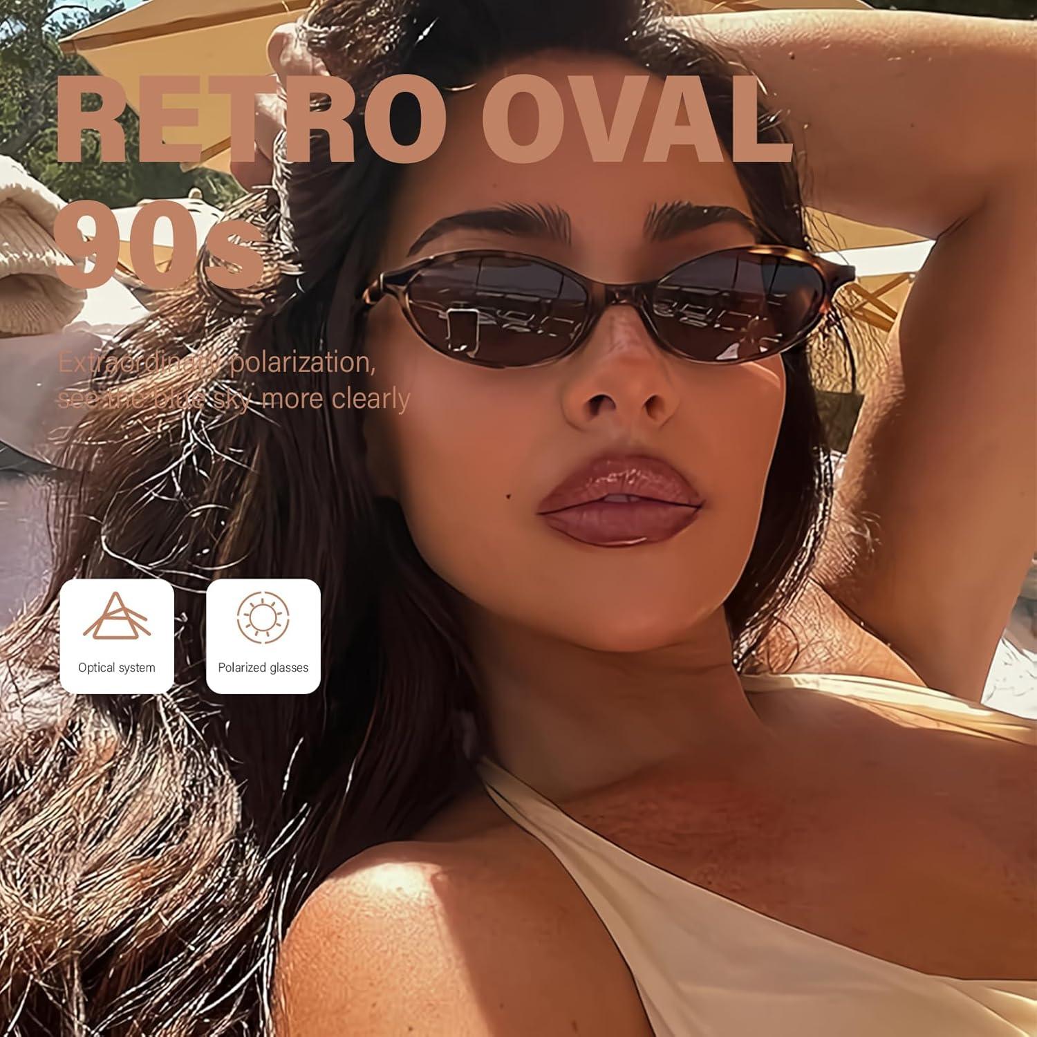 Gafas de Sol Retro Ovaladas KUGUAOK UV Protección Y2K