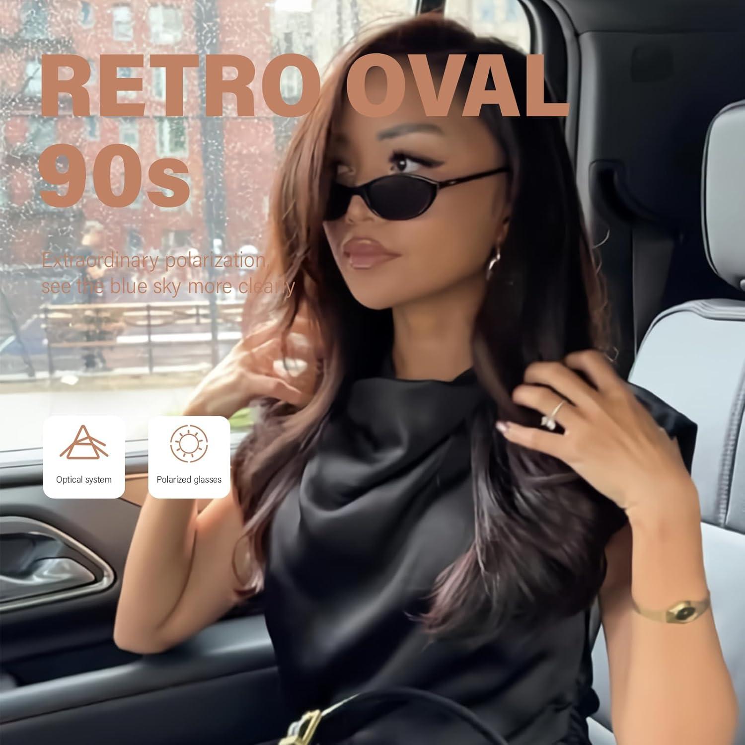 Gafas de Sol Retro Ovaladas KUGUAOK UV Protección Y2K