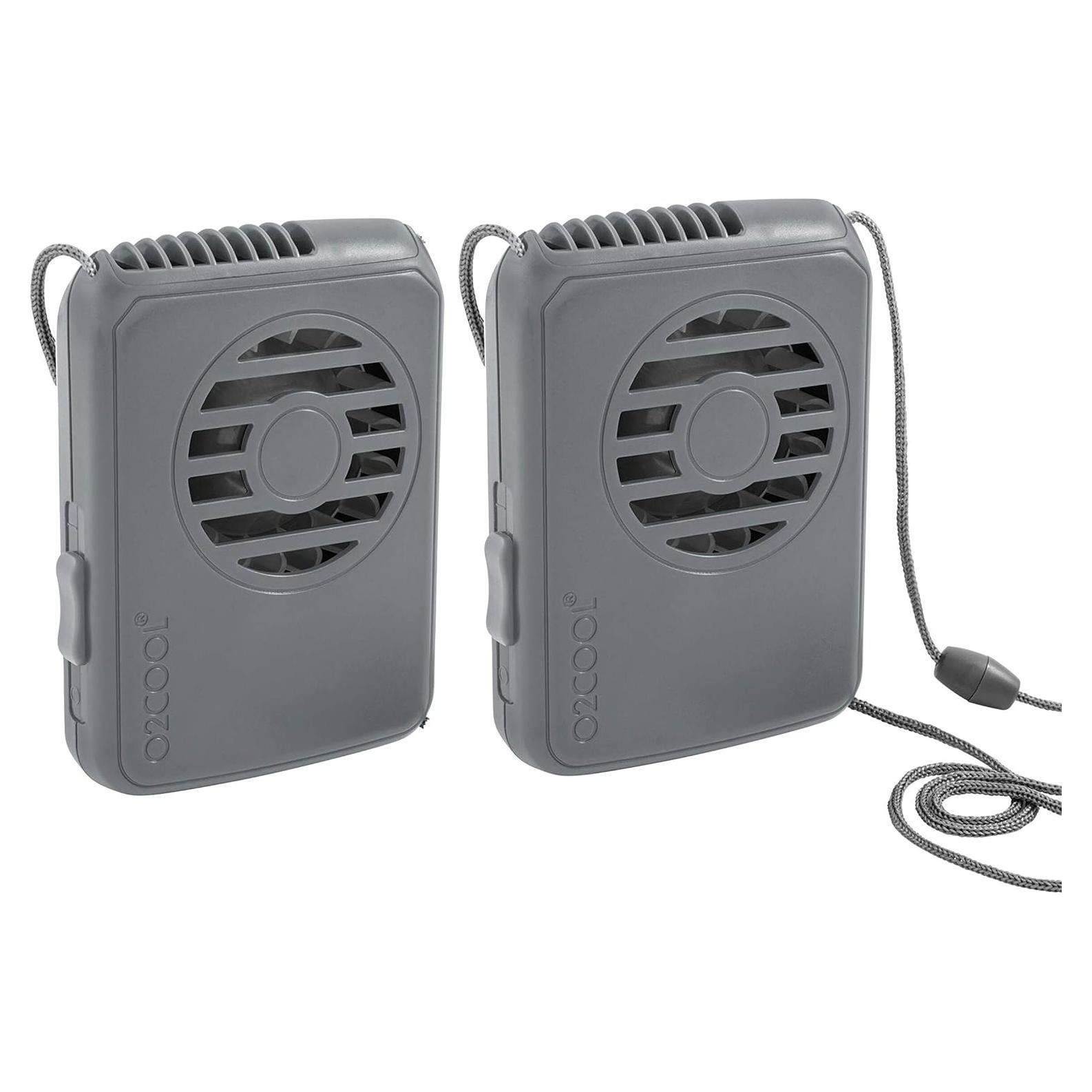 Ventilador de Collar O2COOL, Batería, Paquete de 2, Gris
