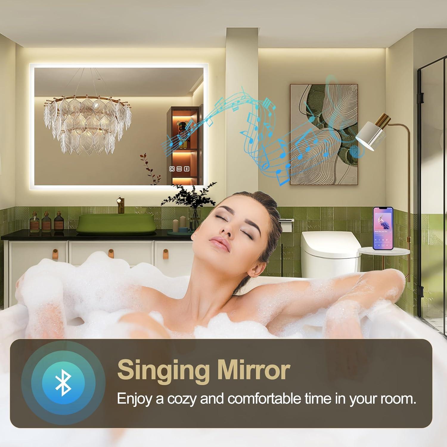 Espejo de Baño LED S'bagno 60x80cm con Bluetooth y Anti-vaho