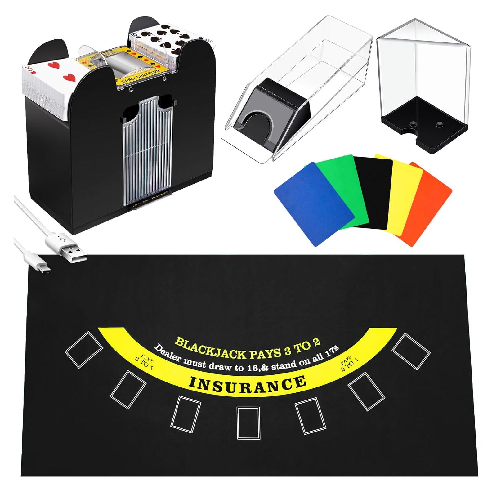 Conjunto de Blackjack Aoriher con Barajador y Tela 91x182cm