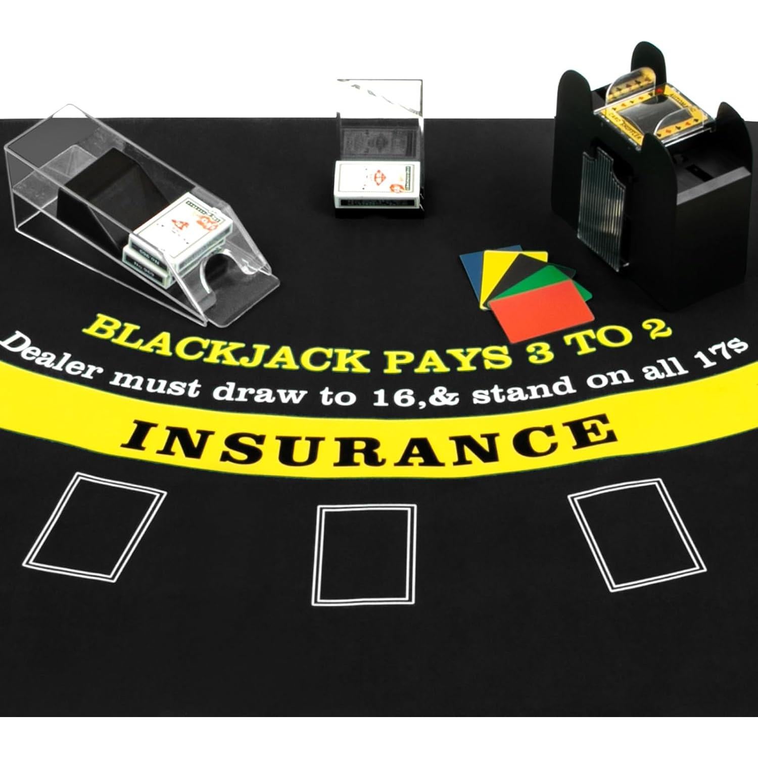 Conjunto de Blackjack Aoriher con Barajador y Tela 91x182cm