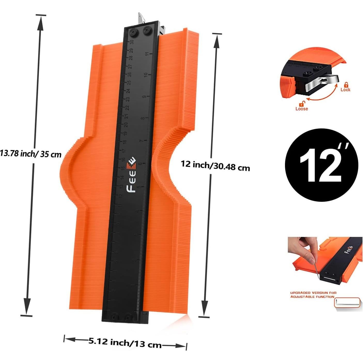 Plantilla de Contorno 30.48 cm Feeke con Bloqueo y Escalas