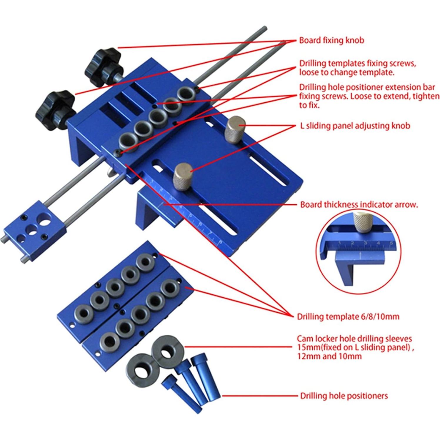 Kit de Plantilla de Perforación PANGOLIN Jig Dowel 5 Agujeros