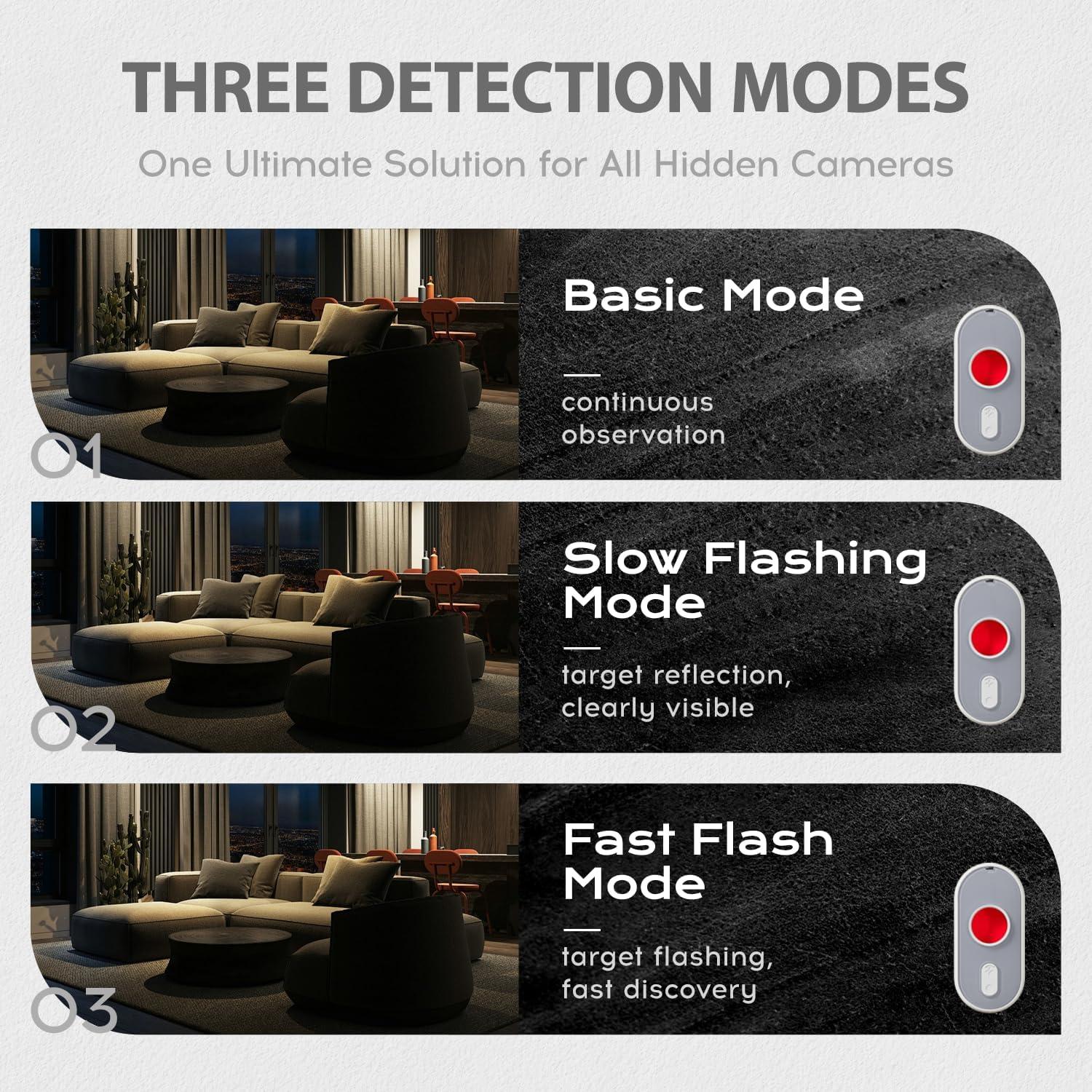 Detector de Cámara Oculta Kacylzom 3-en-1 con Linterna LED