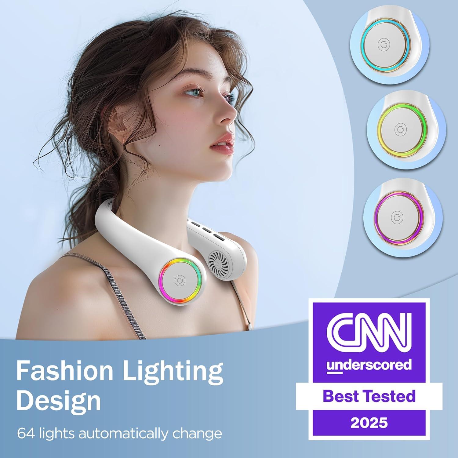 Ventilador de Cuello GULAKI Blanco Recargable 4000mAh 3 Velocidades