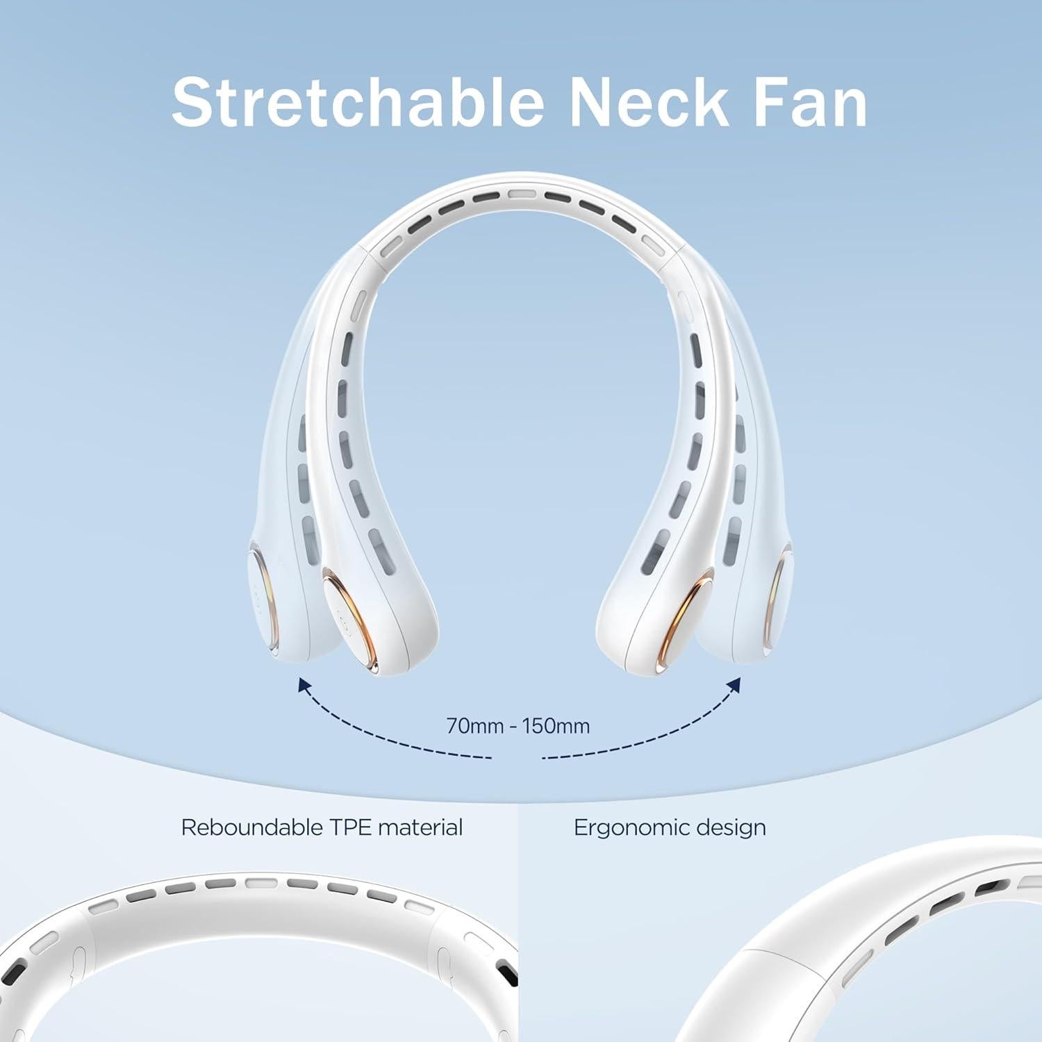 Ventilador de Cuello GULAKI Blanco Recargable 4000mAh 3 Velocidades