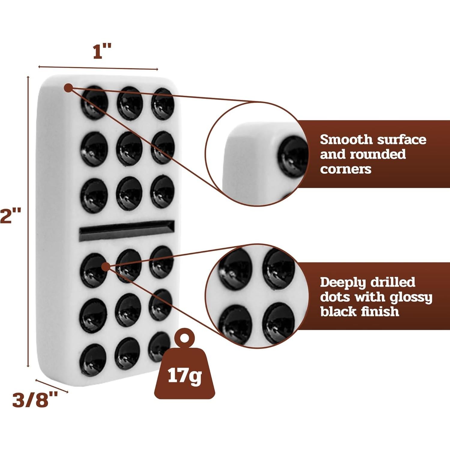 Juego de Dominó Doble 9 Alex Cramer con Estuche de Nogal