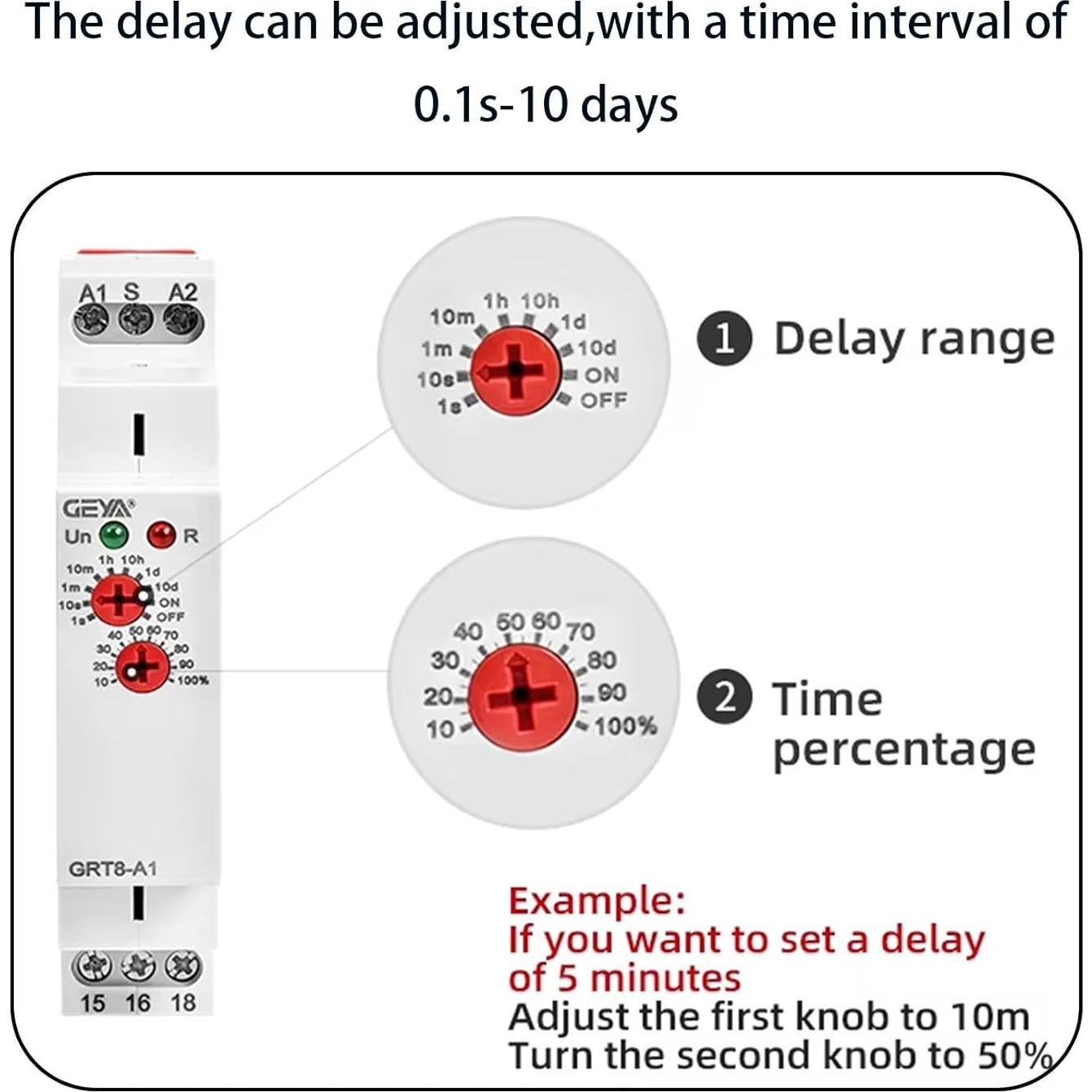 Relé Temporizador de Retraso IGEYAPA GRT8-A1 12V-240V 16A