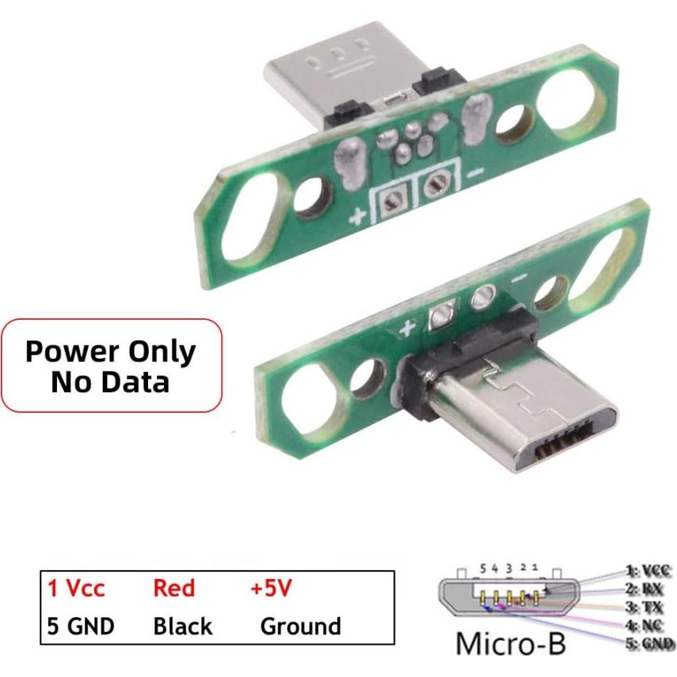 Conector USB 2.0 Micro Macho 2Pin CY - 5 Pack para Soldar