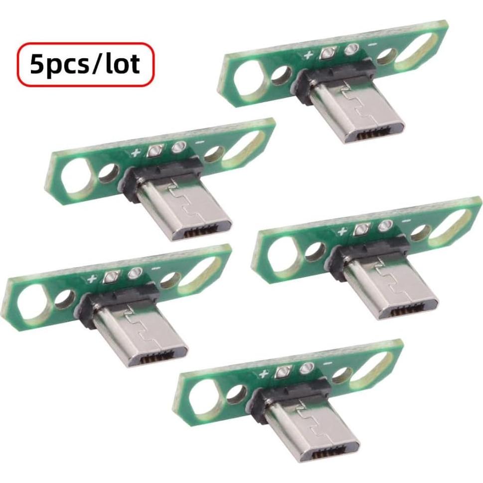 Conector USB 2.0 Micro Macho 2Pin CY - 5 Pack para Soldar