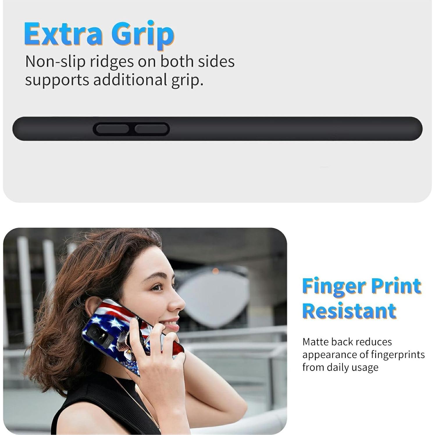 Funda TPU suave Dikoer para TCL Ion X 6.0" bandera americana