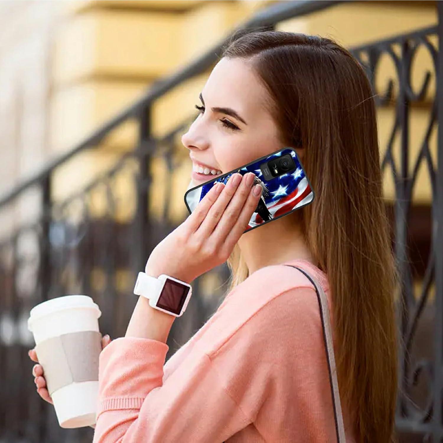 Funda TPU suave Dikoer para TCL Ion X 6.0" bandera americana