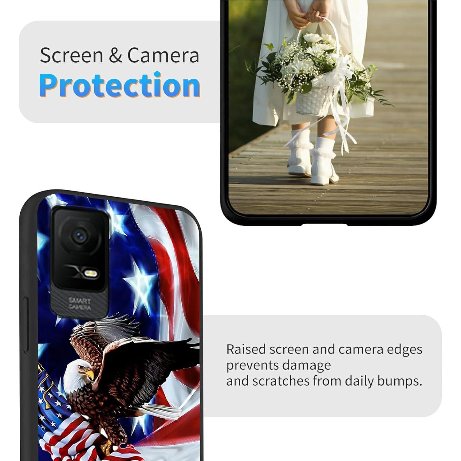 Funda TPU suave Dikoer para TCL Ion X 6.0" bandera americana